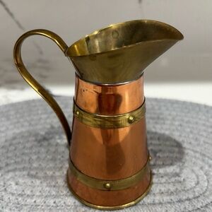 Vintage Copper and Brass Decorative Pitcher - Shiny Copper Finish